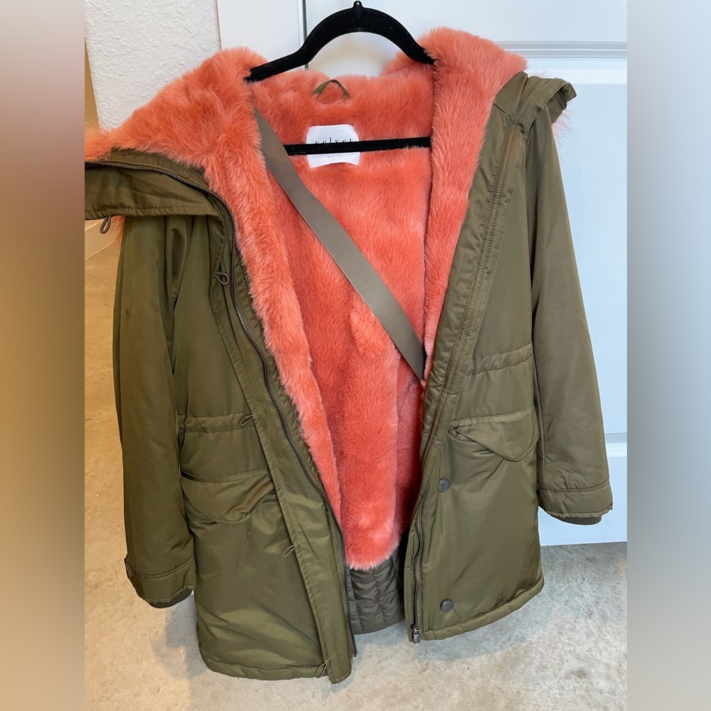 Velvet XS Coat Green & Pink